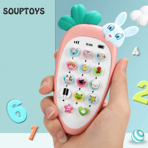 Children's music early education mobile phone toy baby puzzle bilingual multifunctional phone can bite soft glue