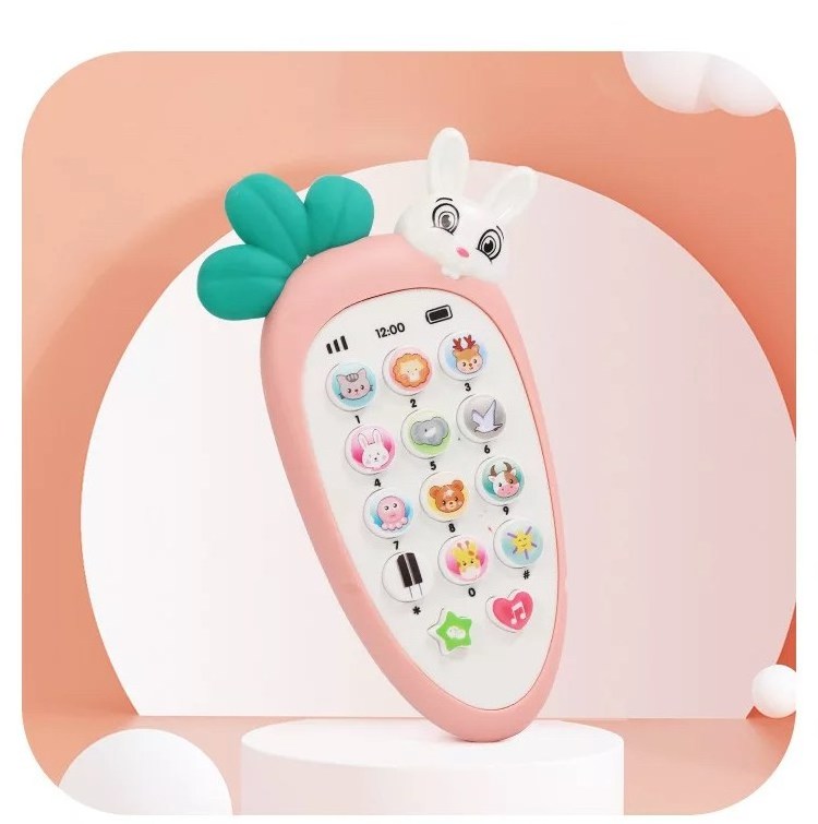 Children's music early education mobile phone toy baby puzzle bilingual multifunctional phone can bite soft glue