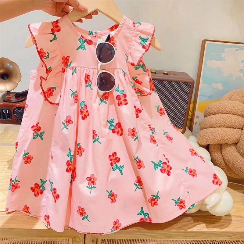 Girls' Autumn Dress 2023 New Girls' Princess Dress Children's Floral Polo Long Sleeve Dress