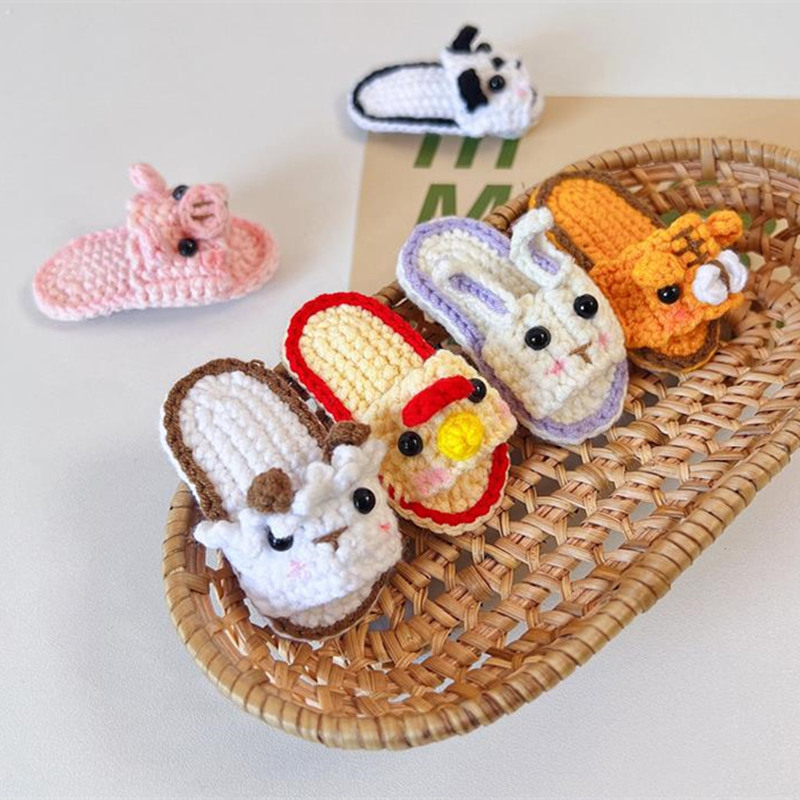 MIO Kids Animal Slipper Shape Hair Clip Cute bb Clip Hair Accessories Handmade Wool Knitted Cartoon Slipper Hairpin For Girls