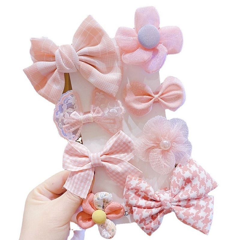 MIO colorful hair clip for kids flower fabric bow tie mesh pins girls gift sweet hair accessories fancy cute pins floral printed