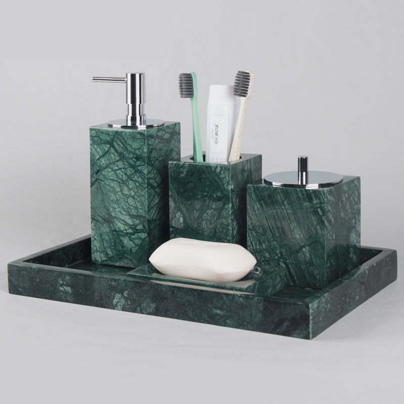 Custom Luxury Marble Bathroom  Sets 6 pieces Modern Toilet Cabinet Bathroom Accessories Vanity Set