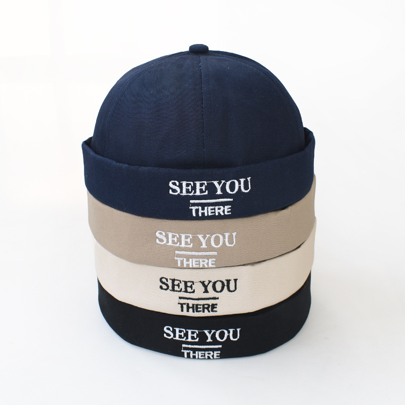 Custom Embroidery Brimless Docker Hat Rolled Cuff Cap Without Brim Adjustable Baseball Cap Wholesale