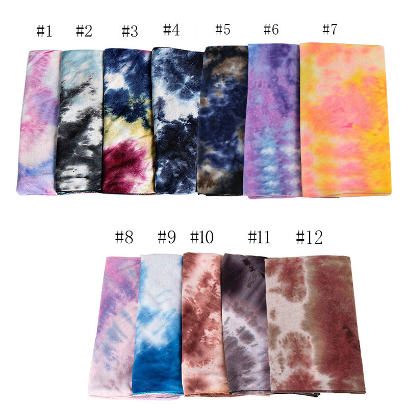 MIO New Tie-dye Printed Modal Crinkle Scarf Hijab Women Muslim Scarves Wrap High Quality Cotton Headscarf Jersey Scarf 175*55cm