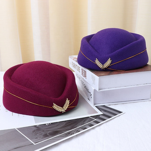 MIO New Arrival Airline Stewardess Cap Stage Performance Hats Fedora Uniform Pilot Hostess Service Cap