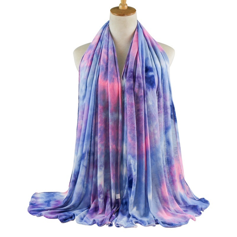 MIO New Tie-dye Printed Modal Crinkle Scarf Hijab Women Muslim Scarves Wrap High Quality Cotton Headscarf Jersey Scarf 175*55cm