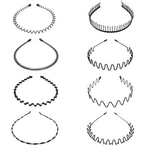 MIO Metal Alloy Headbands 8pcs set Unisex Spiral Non Slip Headband Simple Hair Hoop Men Women Exercise