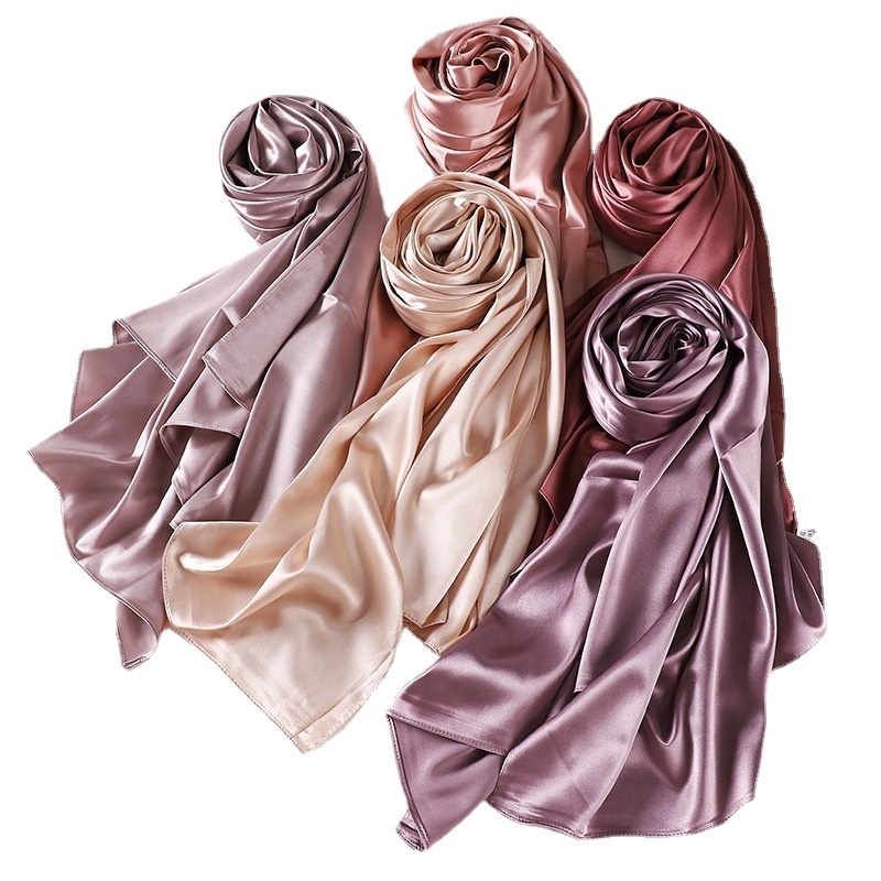 MIO 19 Color Elegant Long Shawl Glimmer Hijab Plain Dull Satin Hijab Wholesale Feeling Silk Fashion Lady Muslim Scarves Big Size