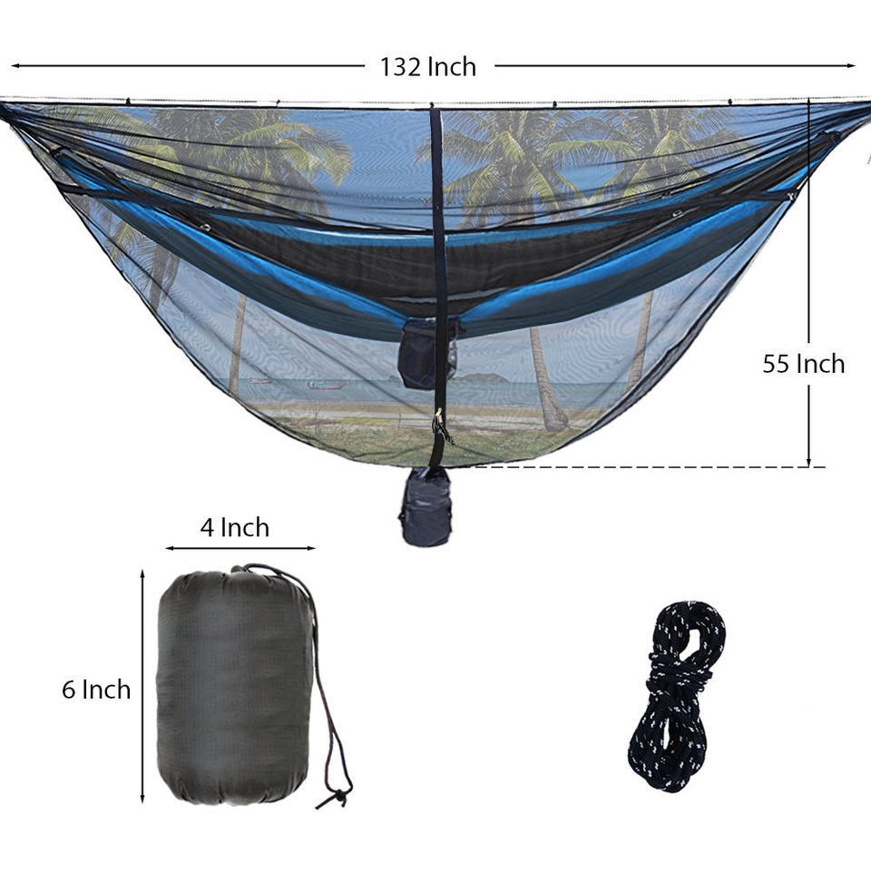 MOQ 1 Unit Encrypted  Hammock Bug Net 210T Nylon Ripstop Mosquito Net For The Hammock