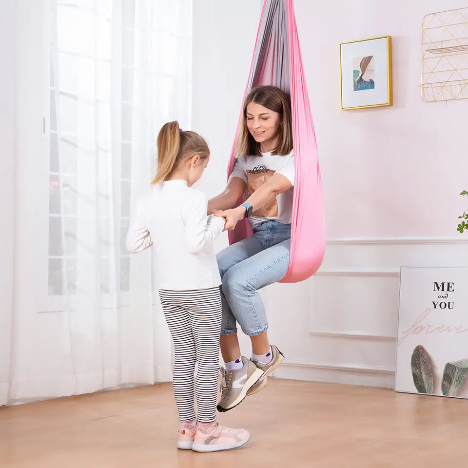 Fast Deliver Outdoor Indoor Patio Hanging Portable Folding Kids Children Double Therapy Sensory Aerial Yoga Hammock Swing