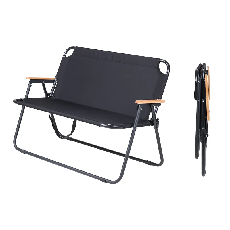 Outdoor folding double chair Portable High grade steel pipe double couple lounge chair camping chair manufacturers