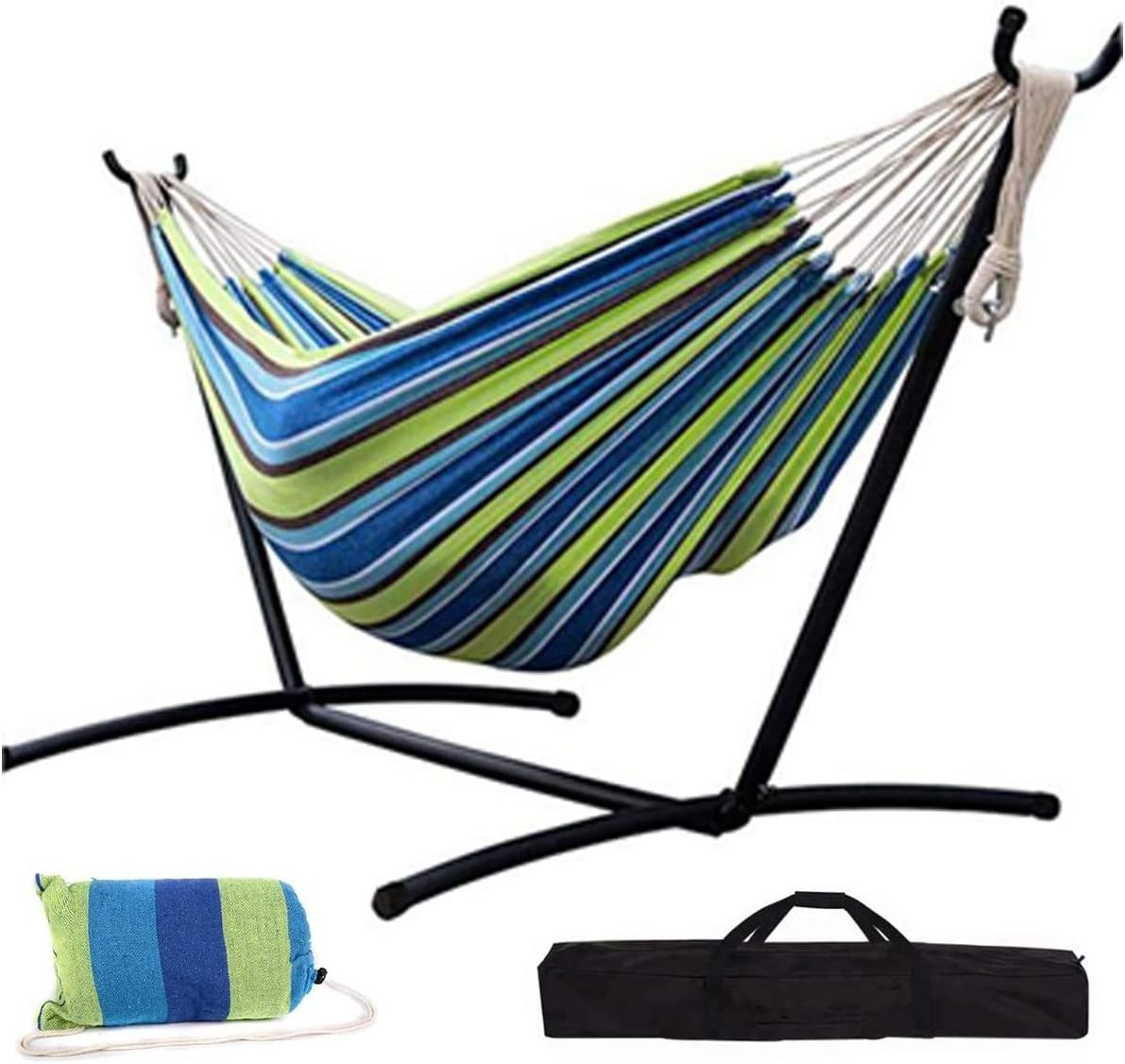 MINGCHAN Hammock with Detachable Stand Includes Portable Carrying Bag Loadable for Backyard, Camping, Patio,450 lb Capacity