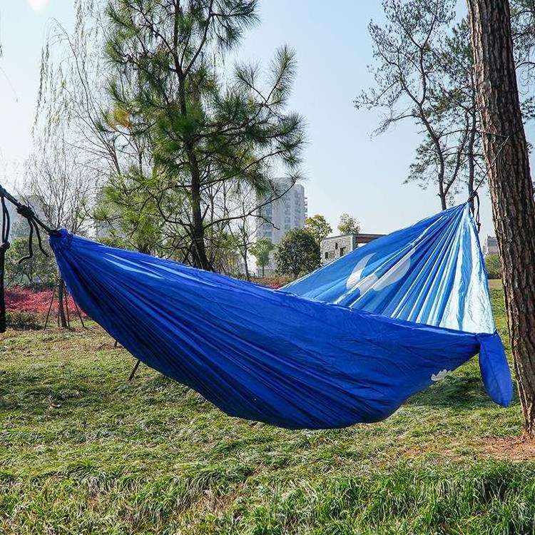 Low Moq Strong Capacity Light Weight Customize Full Printed Logo Big Double Travel Hammock