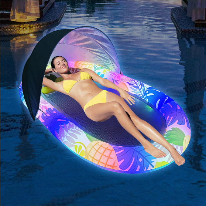 Night LED Luminous Inflatable Water Hammock Floating Lounge Chair For Water Enjoying