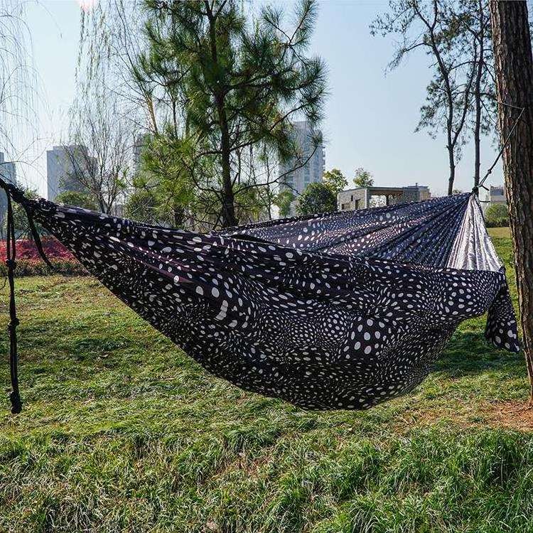 Low Moq Strong Capacity Light Weight Customize Full Printed Logo Big Double Travel Hammock