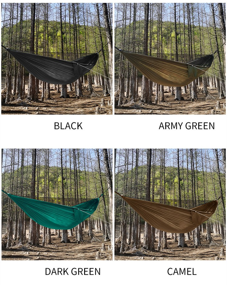 Factory Price  210T Nylon Portable 2 Person Portable Outdoor Parachute Camping Nylon Tent Hammock With Mosquito Net