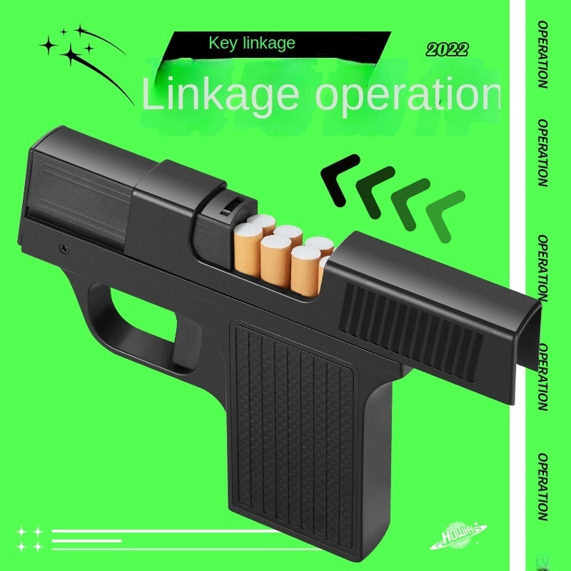 Gun-shaped personality plastic toy pyrotechnic integrated cigarette case lighter design inflatable lighter windproof handsome