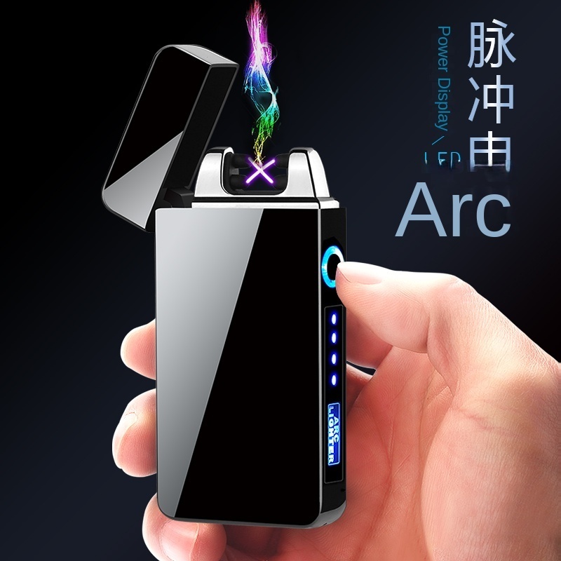 Hot Sale Battery Display Unique Lighter Outdoor Waterproof Colored Light Arc Electric Cigarette Lighter