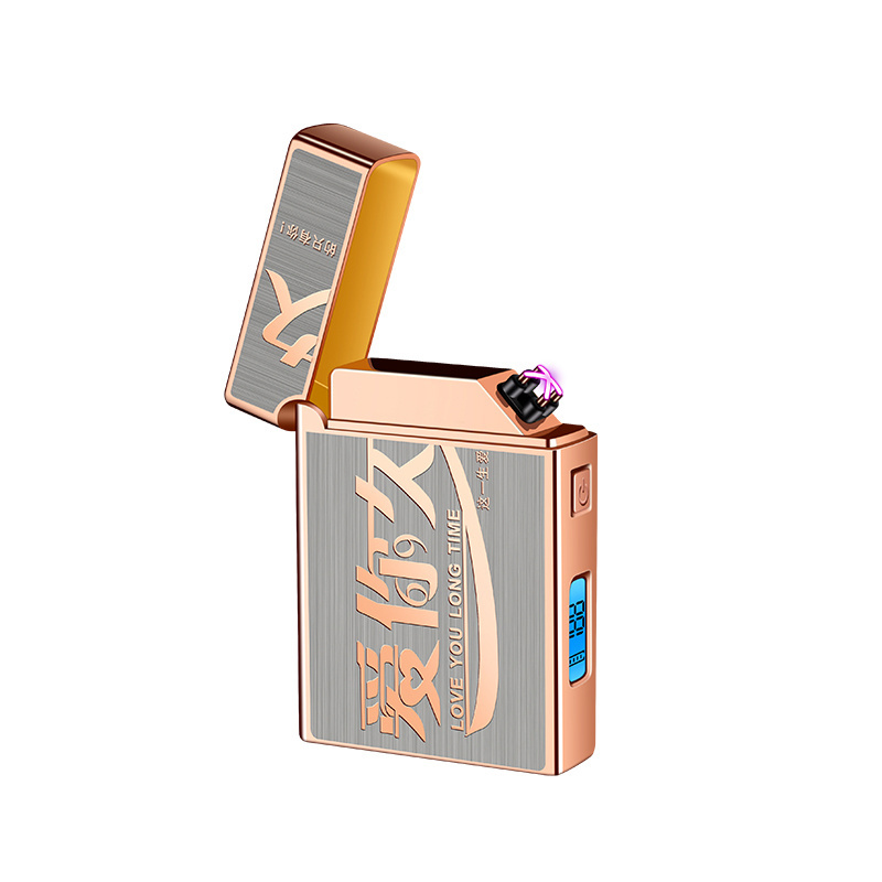 New Portable Digital Display Dual Arc Lighter Windproof Advanced Type-C Charging Display Cigarette Lighter