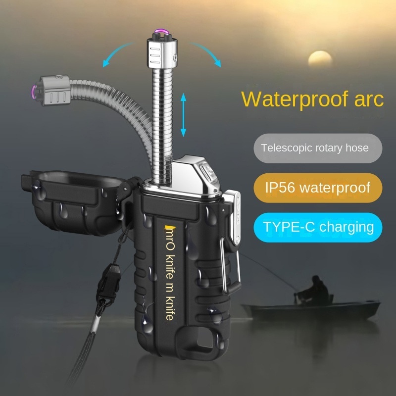 Outdoor Pendant Type-C Candle Lighter Rechargeable Dual Arc Charging Plastic Waterproof Lighter