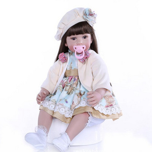 hot sale big 60cm 6-9Month size Reborn toddler girl doll Baby Doll Toys reborn with Long hair Realistic Baby Dolls 100% Handmade