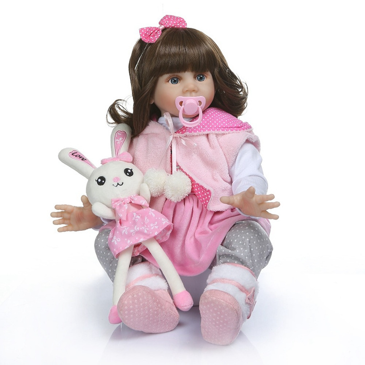 NPK 60CM high quality reborn toddler fashion soft silicone bebe doll reborn princess long hair doll