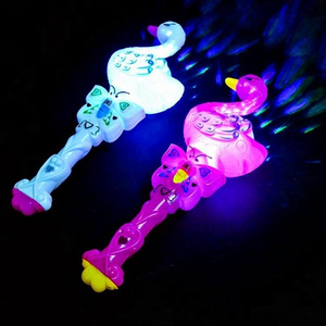 Light-Up Princess Fairy Swan Kaleidoscope Projection LED Magic music swan Stick Flashing Gift Glow Children New Year Gift Toys