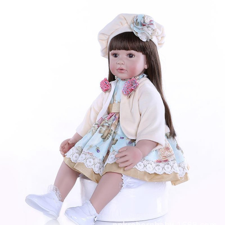 hot sale big 60cm 6-9Month size Reborn toddler girl doll Baby Doll Toys reborn with Long hair Realistic Baby Dolls 100% Handmade