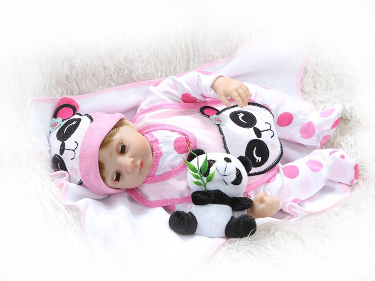 NPK 55CM soft stuffed body 1/4 silicone limbs reborn baby doll eyes blink sweet girl baby Birthday Gift