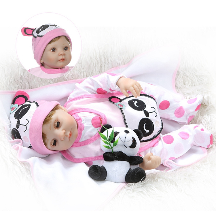 NPK 55CM soft stuffed body 1/4 silicone limbs reborn baby doll eyes blink sweet girl baby Birthday Gift