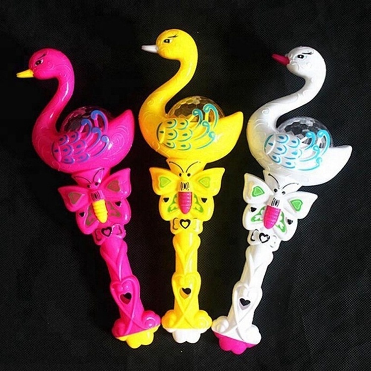 Light-Up Princess Fairy Swan Kaleidoscope Projection LED Magic music swan Stick Flashing Gift Glow Children New Year Gift Toys