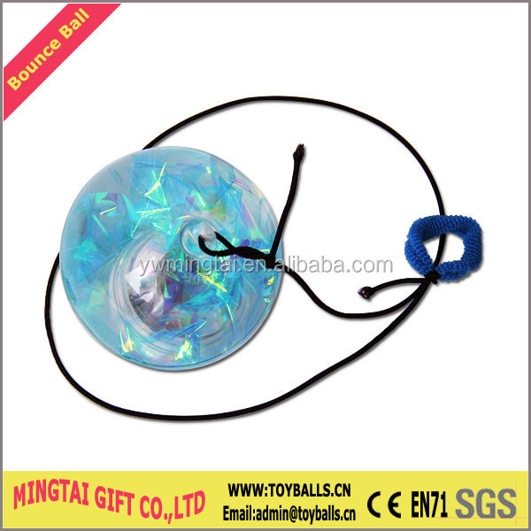 Flashing LED String Bounce Ball With Ribbon Water