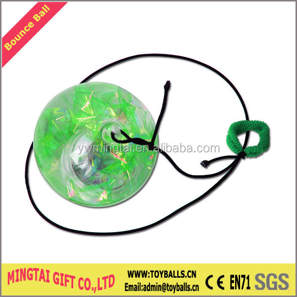 Flashing LED String Bounce Ball With Ribbon Water