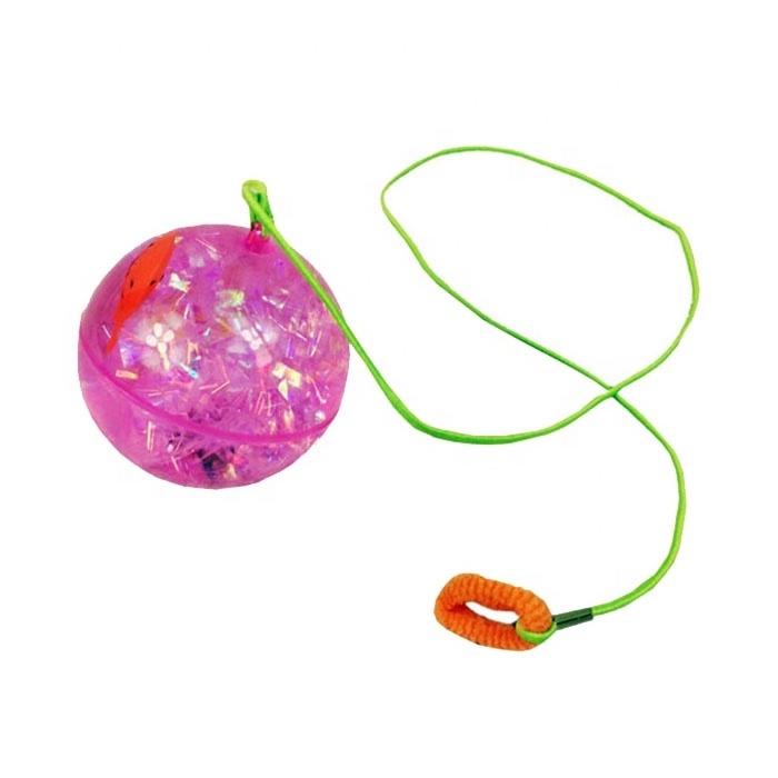 Flashing LED String Bounce Ball With Ribbon Water