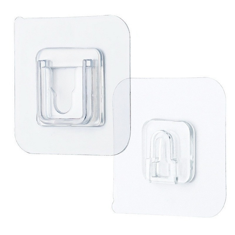 Mingtuo Waterproof Hanging Hook Removable Double-Sided Adhesive PlasticTransparent Wall Mounted Sticky Hanging Male Female Hook