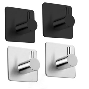 Mingtuo self-adhesive wall black heavy coat bathroom kitchen towel hook robe hook stainless steel hanger SUS304