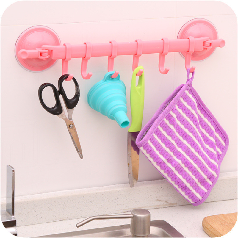 Mingtuo Plastic adjustable 6 suction cup hook no hole toilet kitchen bathroom door towel hanging clothes hook kitchen storage