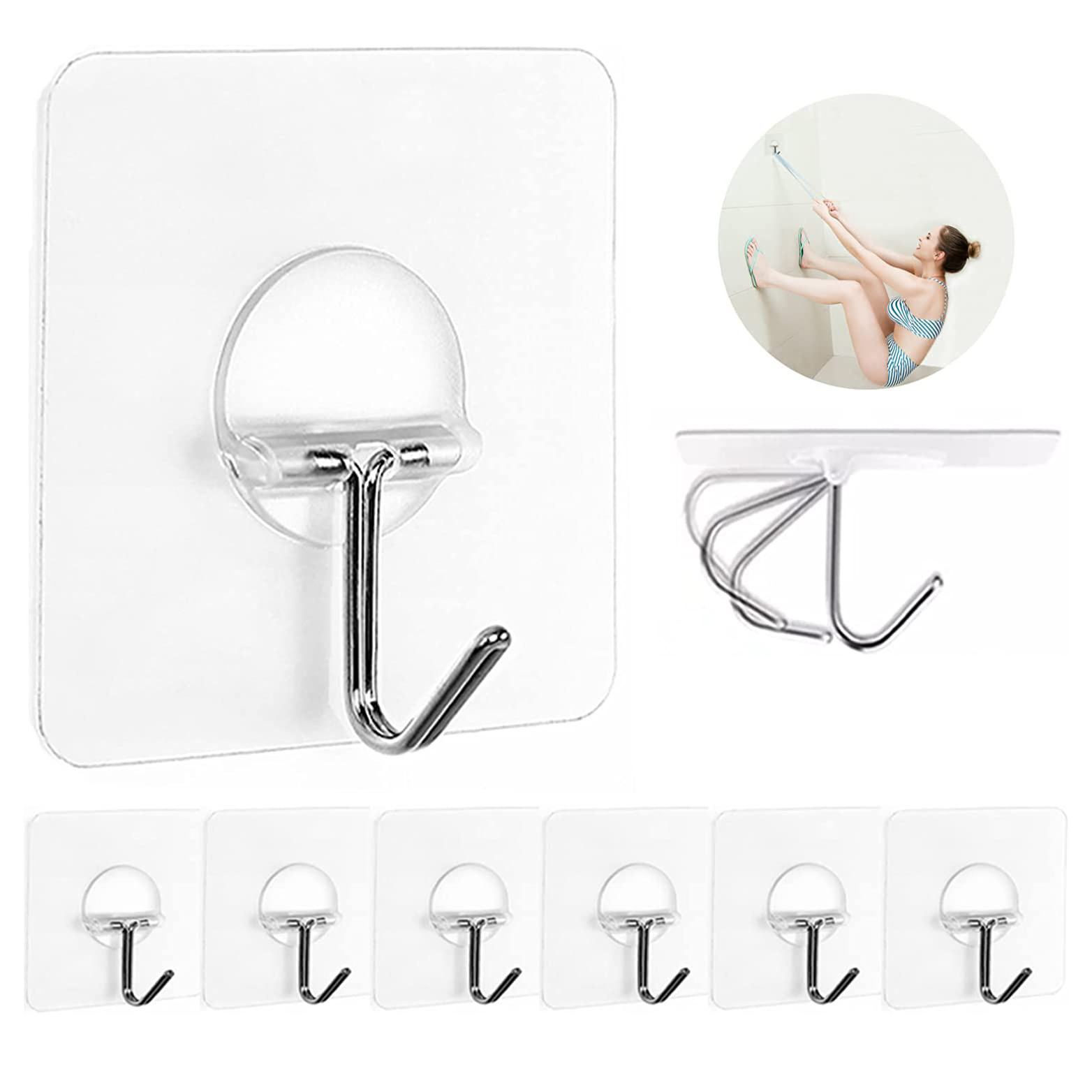 Mingtuo Factory Transparent Hook Wall Hanging Self adhesive Towel Hook Bathroom Kitchen Waterproof Seamless Circular Hook