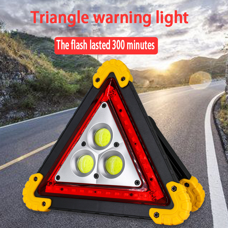 Portable foldable USB rechargeable car vehicle emergency triangle LED flashing warning sigh light