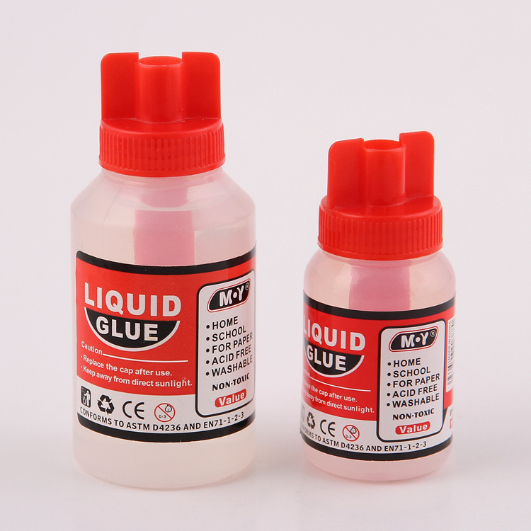 Washable and clear stationery liquid glue with brush