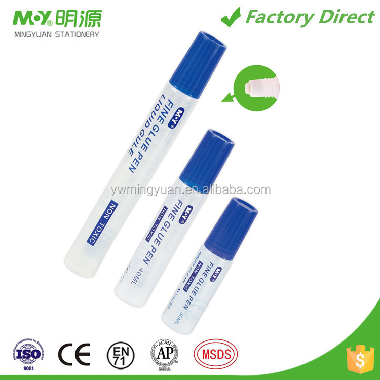 Yiwu Mingyuan 30ml 40ml 50ml clear school pva liquid adhesive glue pen