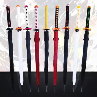 Long Handle Japanese Anime Umbrella Sword Novelty Demon Slayer Samurai Paraguas Sun Rain Cartoon Katana Cosplay Umbrella