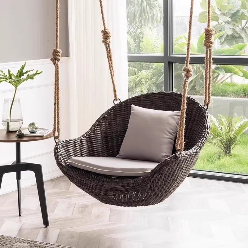 Factory Direct Balcony Hanging Basket Indoor Swing Home Lounge Chair Lazy Sofa Rattan Hammock Outdoor Cradle Chair