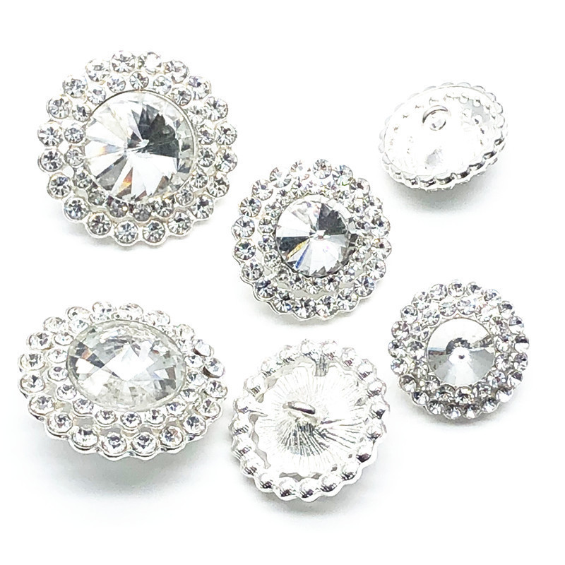 Vintage flatback rhinestone buttons 25mm round rhinestone buttons