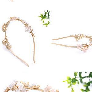 Elegant drop oil metal alloy headband pearl flower headband for ladies