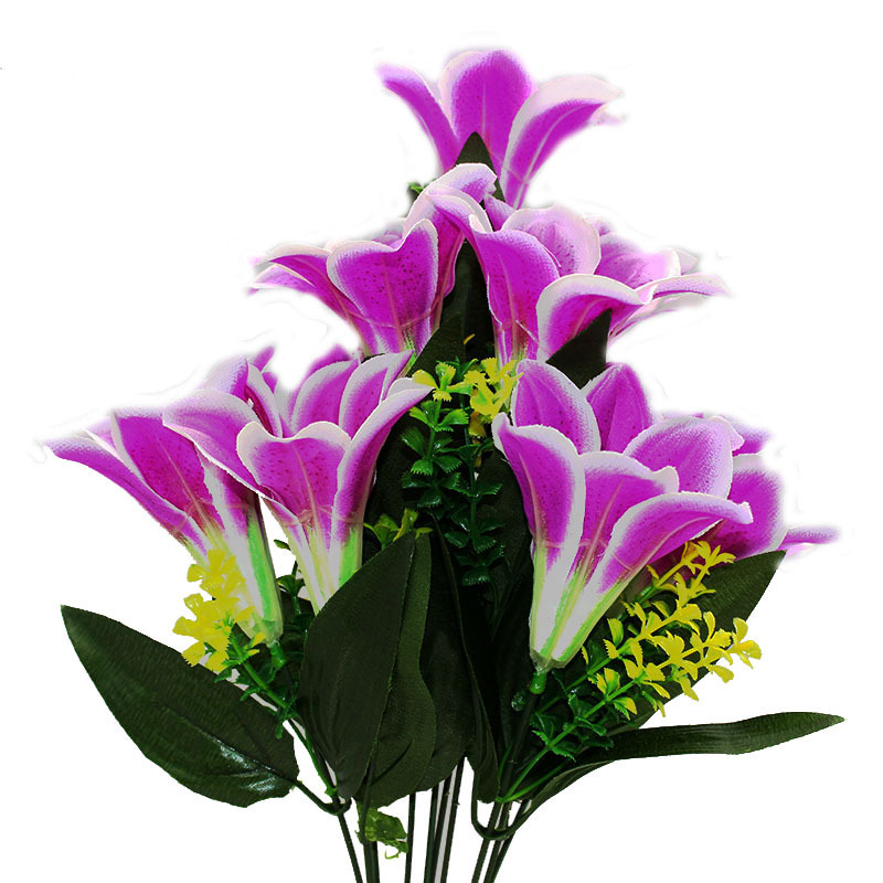 Yiwu Cheap 9 Heads Lily Funeral or Grave Flowers for Cemetery Decoration