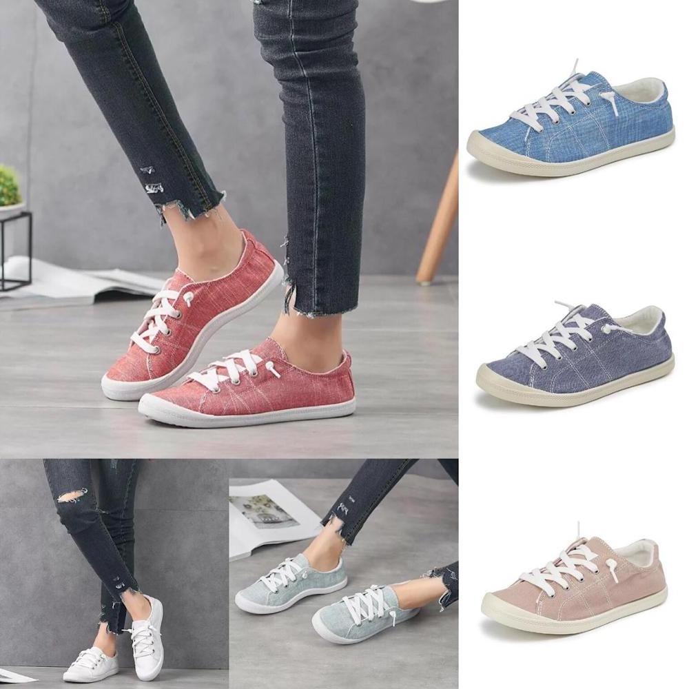 WK-002 2019 HOt selling plain lace up canvas shoes for women casual fall walking shoes daily wear flat sneaker