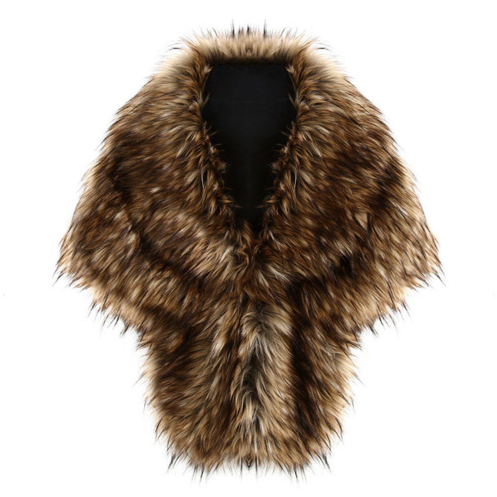 Hot Fashion Fur Collar Faux Fox Fur Big Tippet Evening Party Cape And High-end Fluffy Fur Scarf