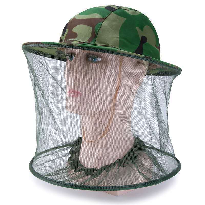 Mosquito Head Face Protector Net Hat Insect Bugs Bee Proof Mesh Hat Outdoor Beekeeping Camouflage Hat