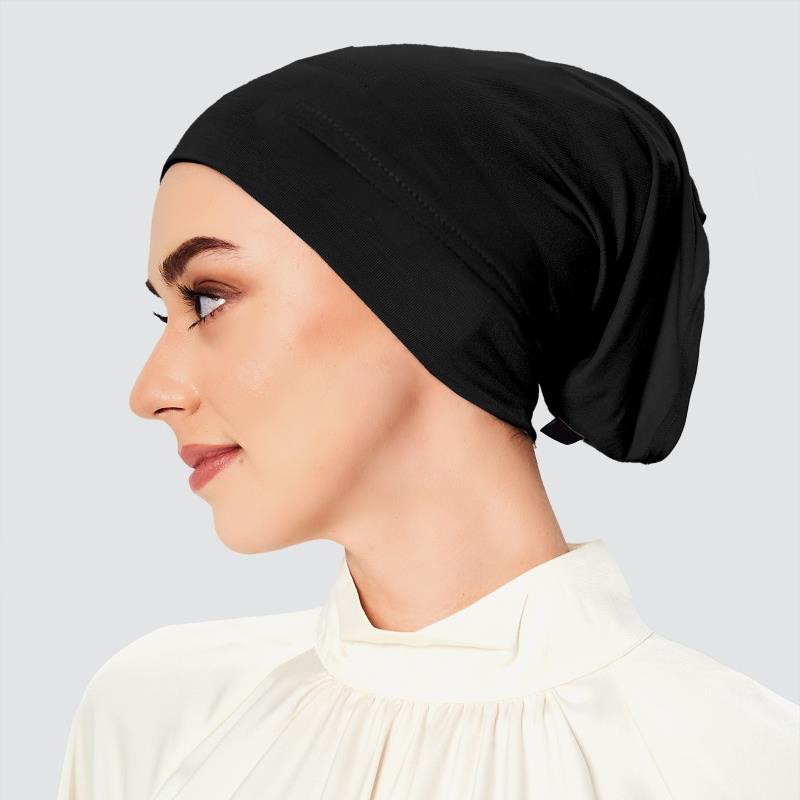 Instant Stretchy Cotton Tube Bamboo Jersey Undercap Inner Hat Turban Headband Elastic Head Cap